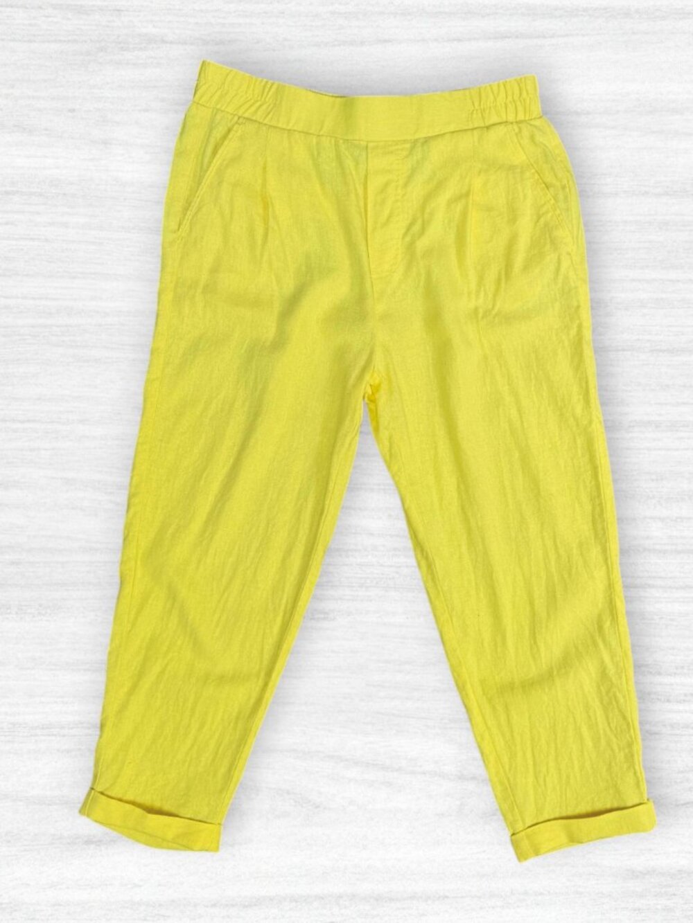 Jules & Leopold Lemon Yellow Linen Blend Pull-On Ankle Pants Size S